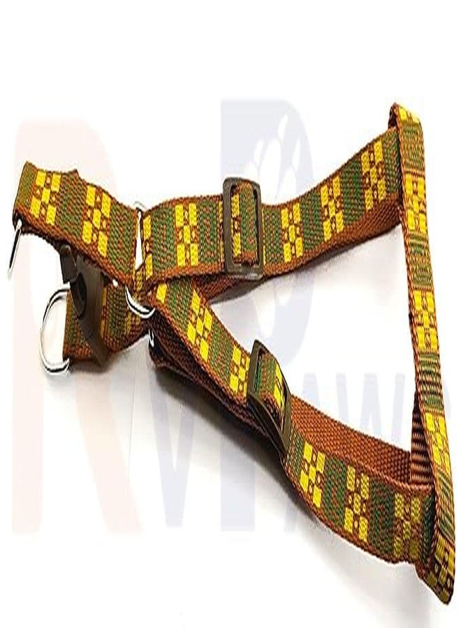 Pups&Pets Nylon 15MM Pet Adjustable Soft Nylon Dog Printed Harness and Leash Set Suitable for Puppies, Cats and Kitten Outdoor Walking - Small (Golden) - Image 3